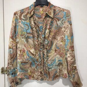 ORWELL MULTICOLOR SILK BLOUSES SIZE 12